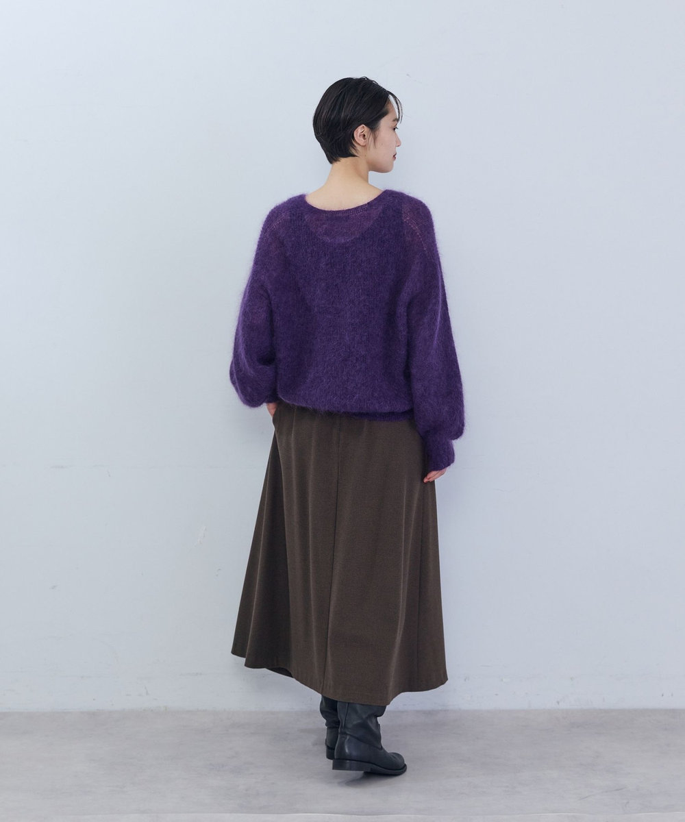 ADIEU TRISTESSE キッドモヘア片畦ニットカーディガン パープル