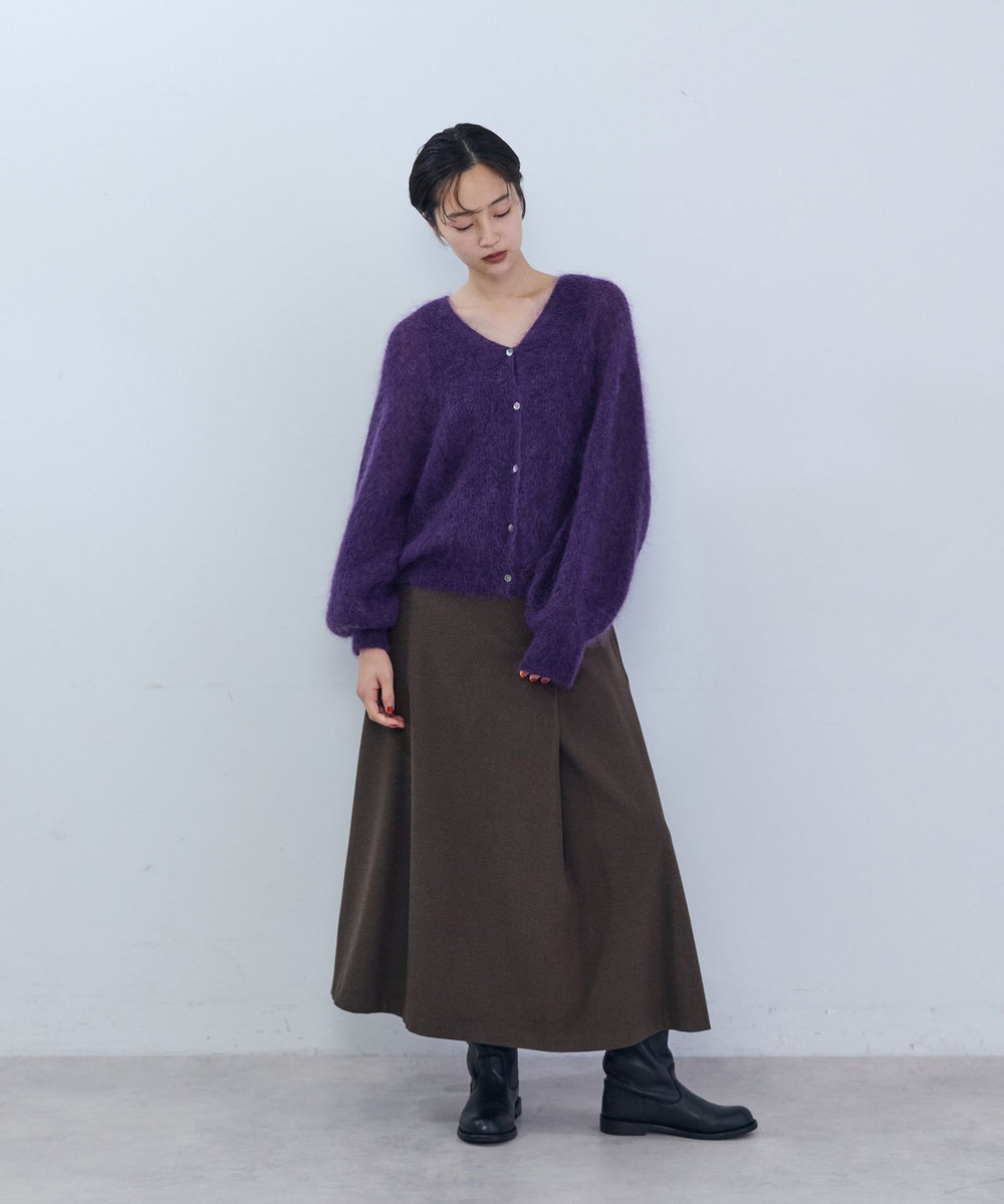 ADIEU TRISTESSE キッドモヘア片畦ニットカーディガン パープル