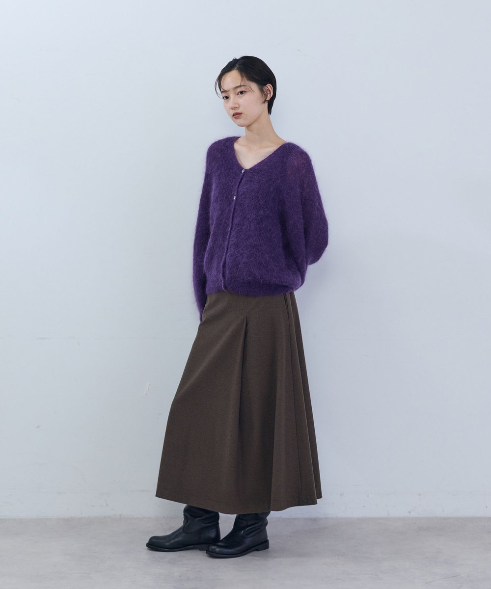 ADIEU TRISTESSE キッドモヘア片畦ニットカーディガン パープル