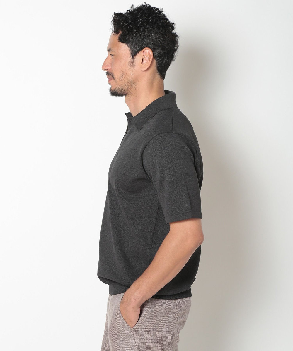 MEN'S BIGI LIBERTYプリントスキッパーニットポロシャツ ブラック