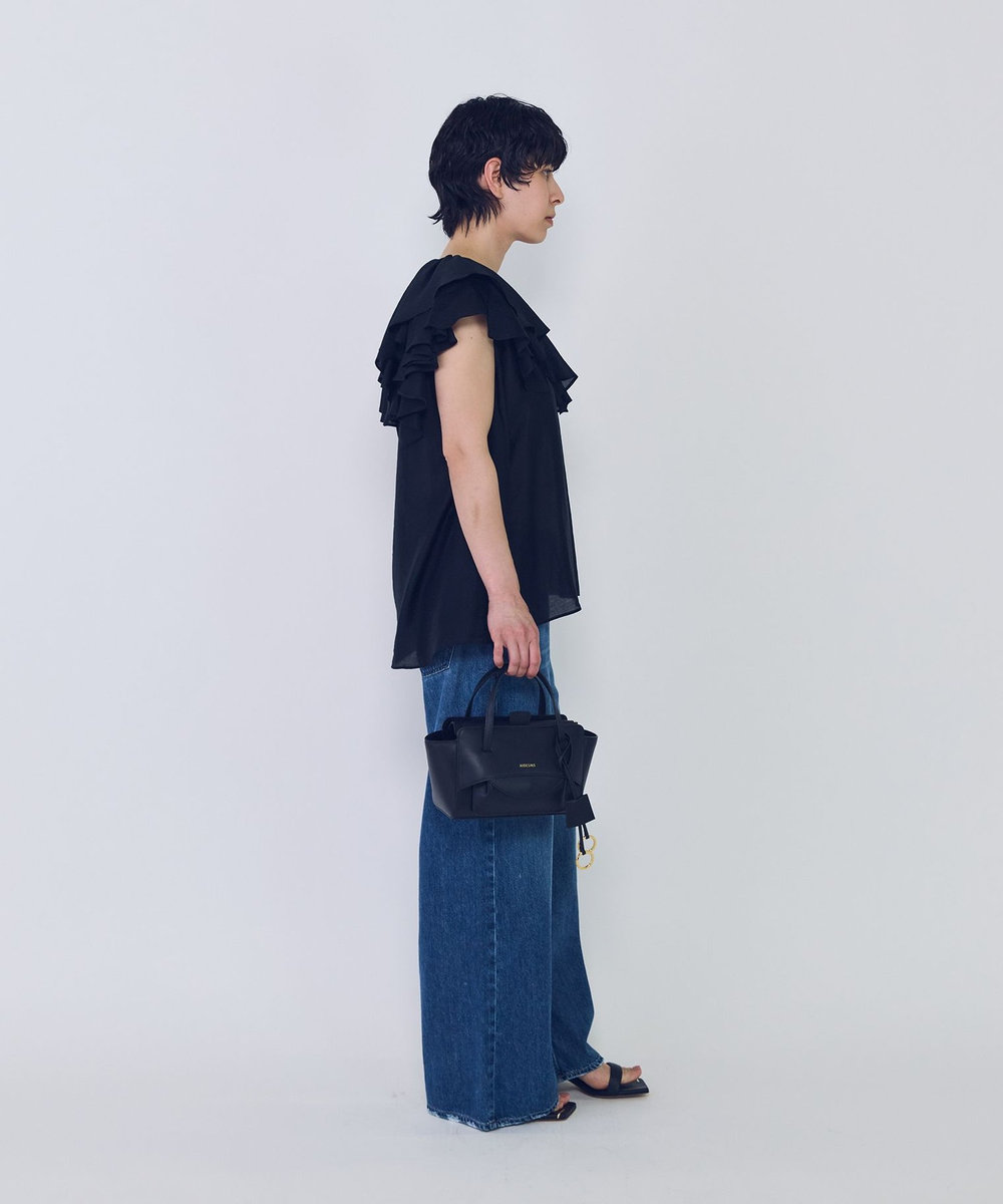 1er Arrondissement シアーテンセルフリルブラウス ブラック