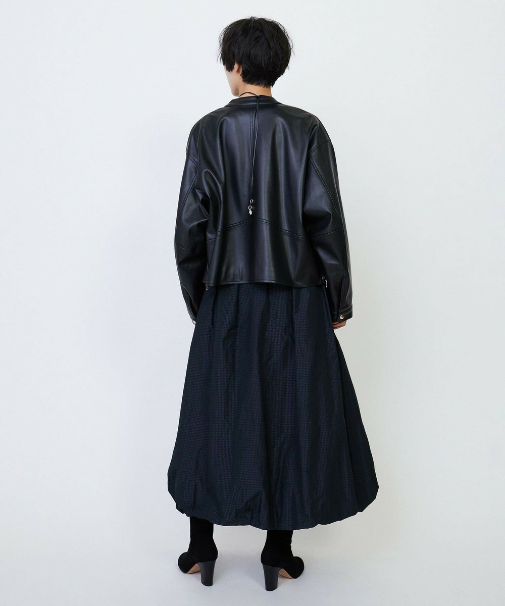 feerique feerique フェイクレザーストレッチブルゾン ブラック