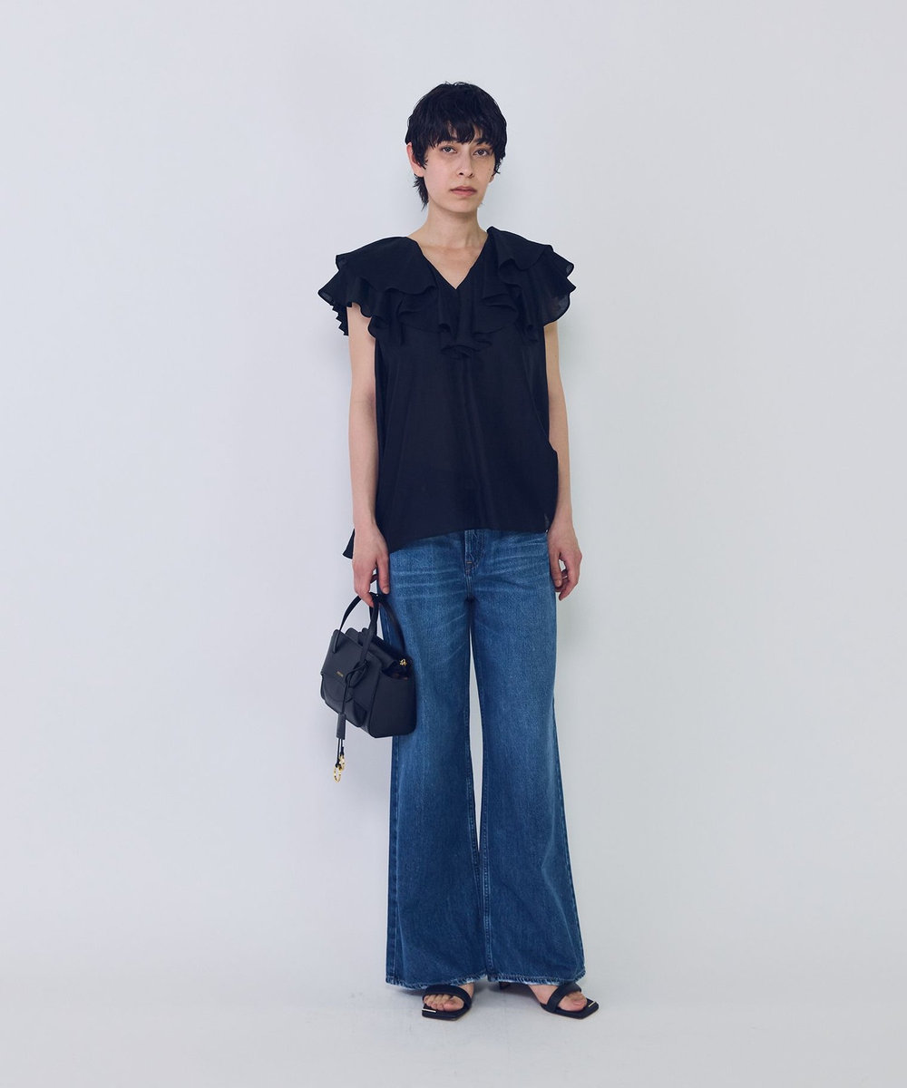 1er Arrondissement シアーテンセルフリルブラウス ブラック