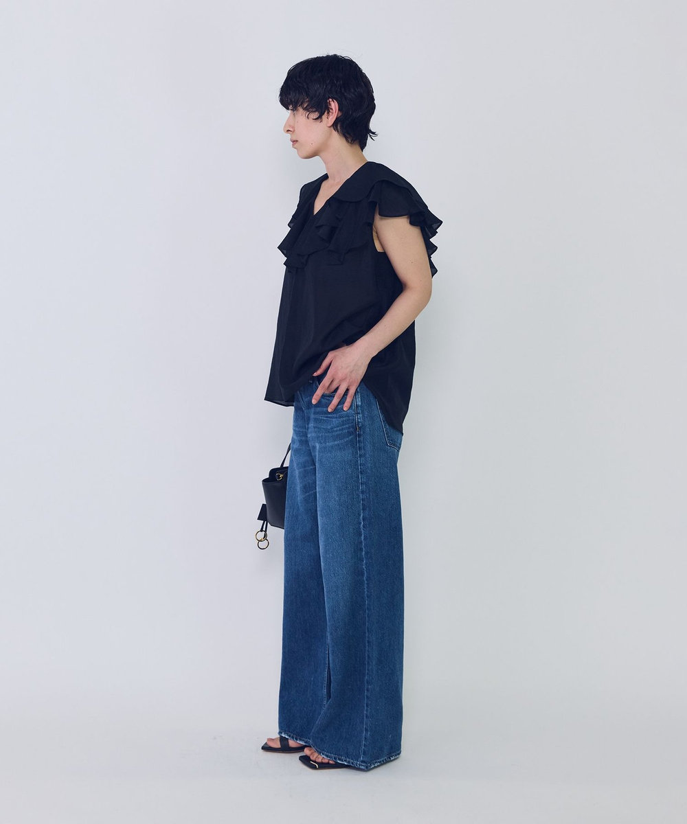 1er Arrondissement シアーテンセルフリルブラウス ブラック