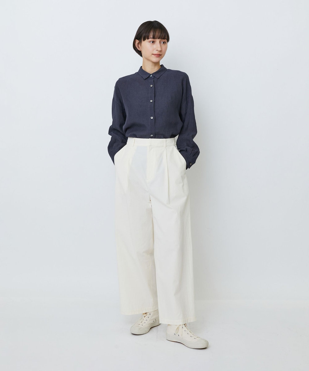 LOISIR 【MTサイズ有り】コットンダンプワイドパンツ オフホワイト