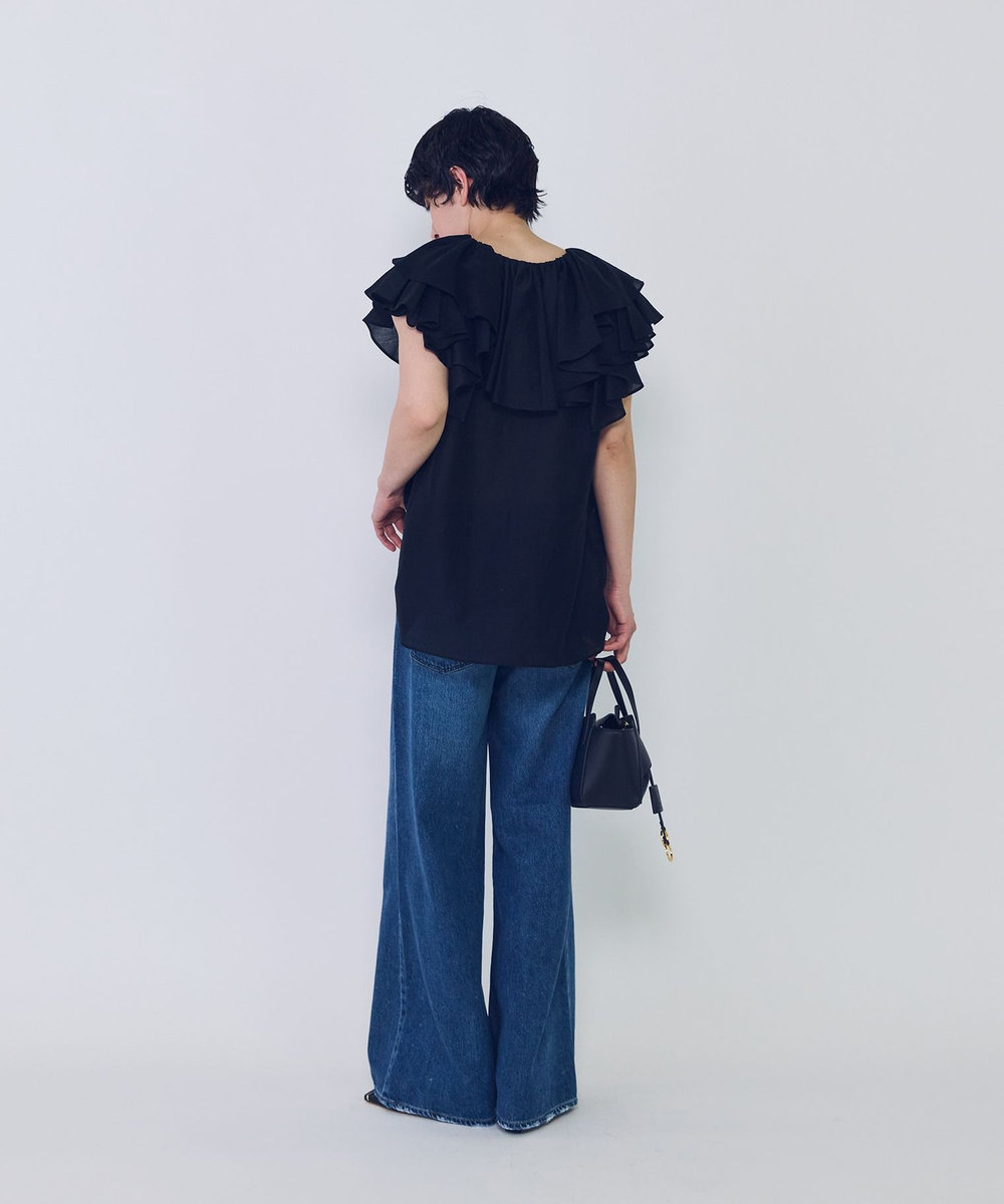 1er Arrondissement シアーテンセルフリルブラウス ブラック