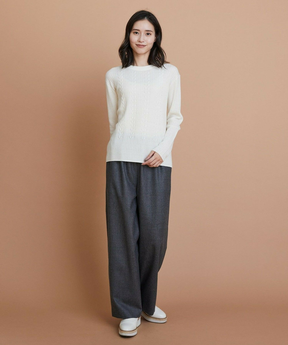 L'EQUIPE ウールサキソニーストレートパンツ チャコールグレー