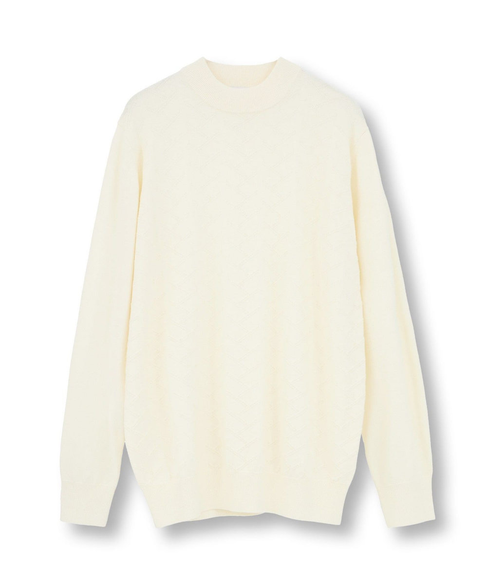 MEN'S BIGI 【ACTIVE TAILOR/アクティブテイラー】12Gジャカードモックネックニット ホワイト