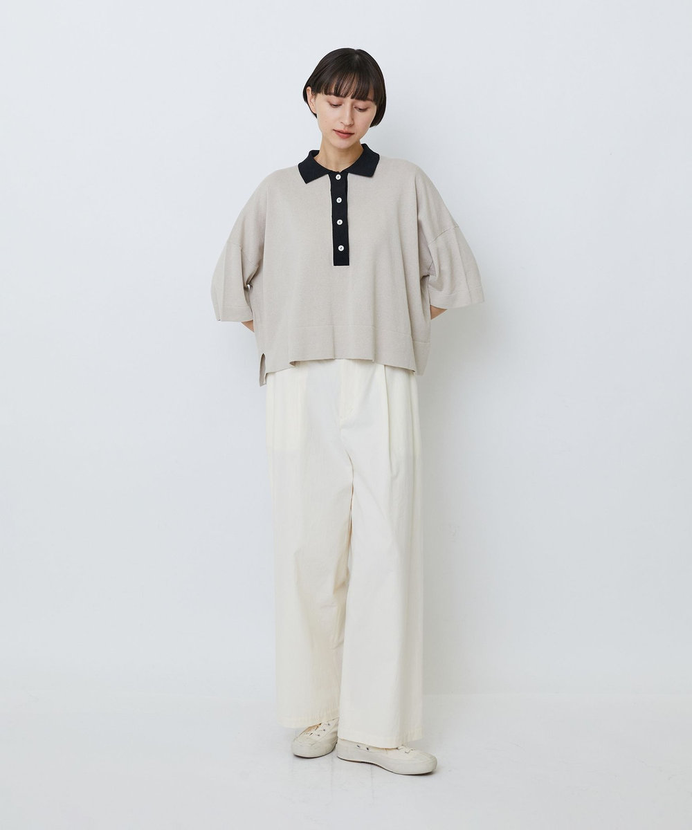 LOISIR 【MTサイズ有り】コットンダンプワイドパンツ オフホワイト