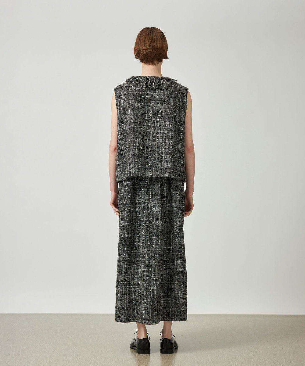DÉPAREILLÉ LAME TWEED FRINGE GILET / ラメツィードフリンジジレ ブラック