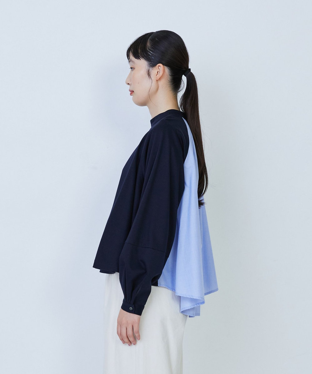 LOISIR コットンポンチコンビネーションブラウス ブルー系その他