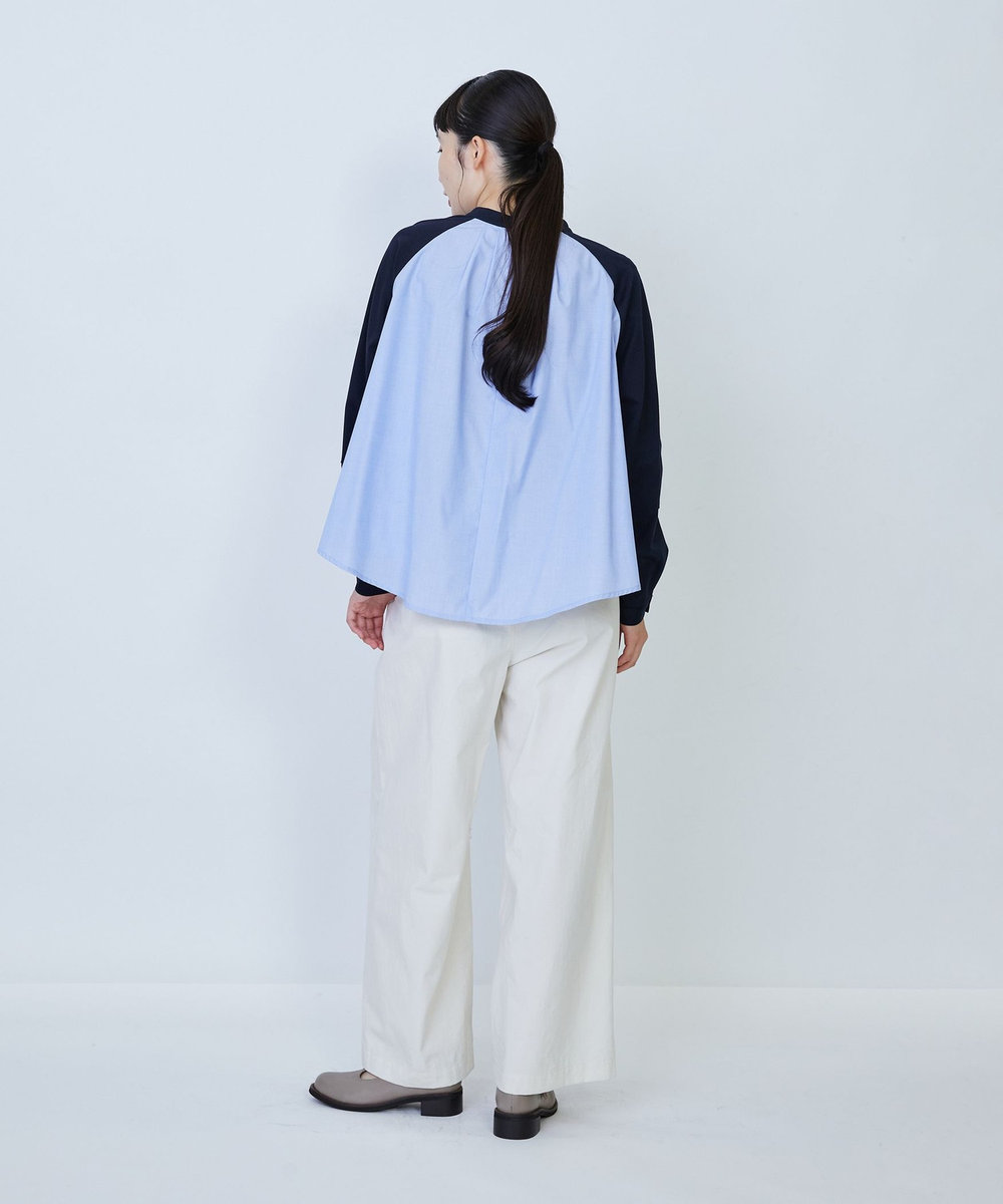 LOISIR コットンポンチコンビネーションブラウス ブルー系その他