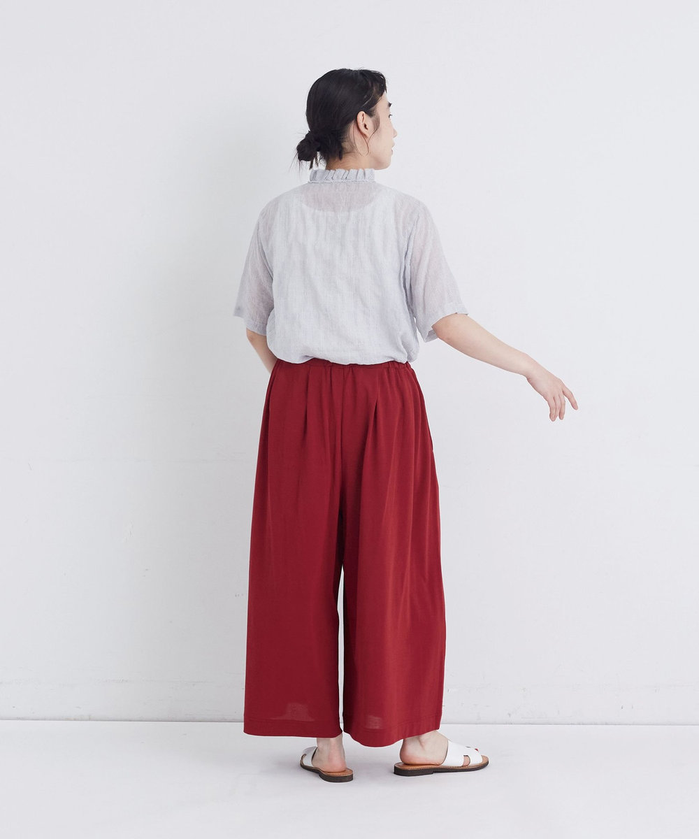 congés payés ADIEU TRISTESSE 【FAVE】ジャージーギャザーワイドパンツ レッド
