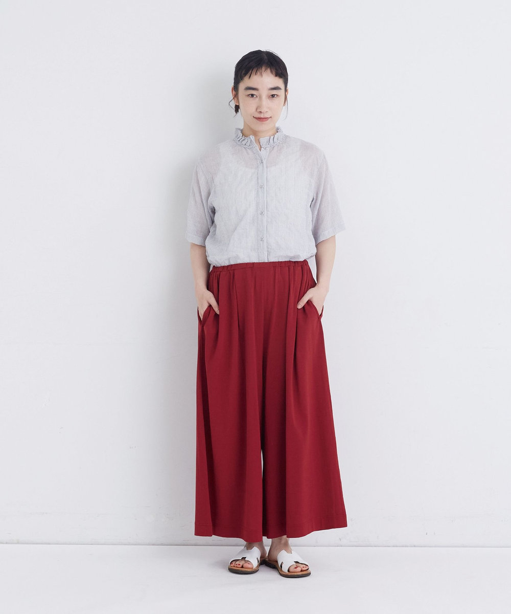 congés payés ADIEU TRISTESSE 【FAVE】ジャージーギャザーワイドパンツ レッド