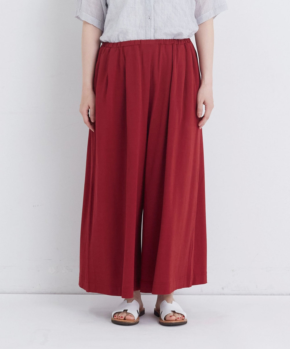 congés payés ADIEU TRISTESSE 【FAVE】ジャージーギャザーワイドパンツ レッド