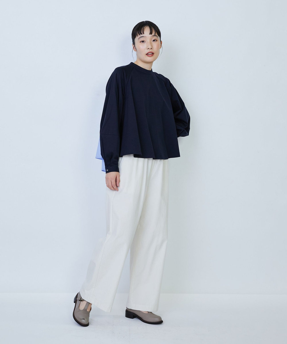 LOISIR コットンポンチコンビネーションブラウス ブルー系その他