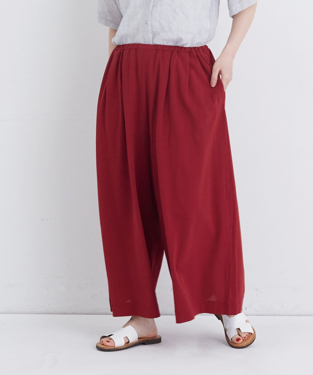 congés payés ADIEU TRISTESSE 【FAVE】ジャージーギャザーワイドパンツ レッド