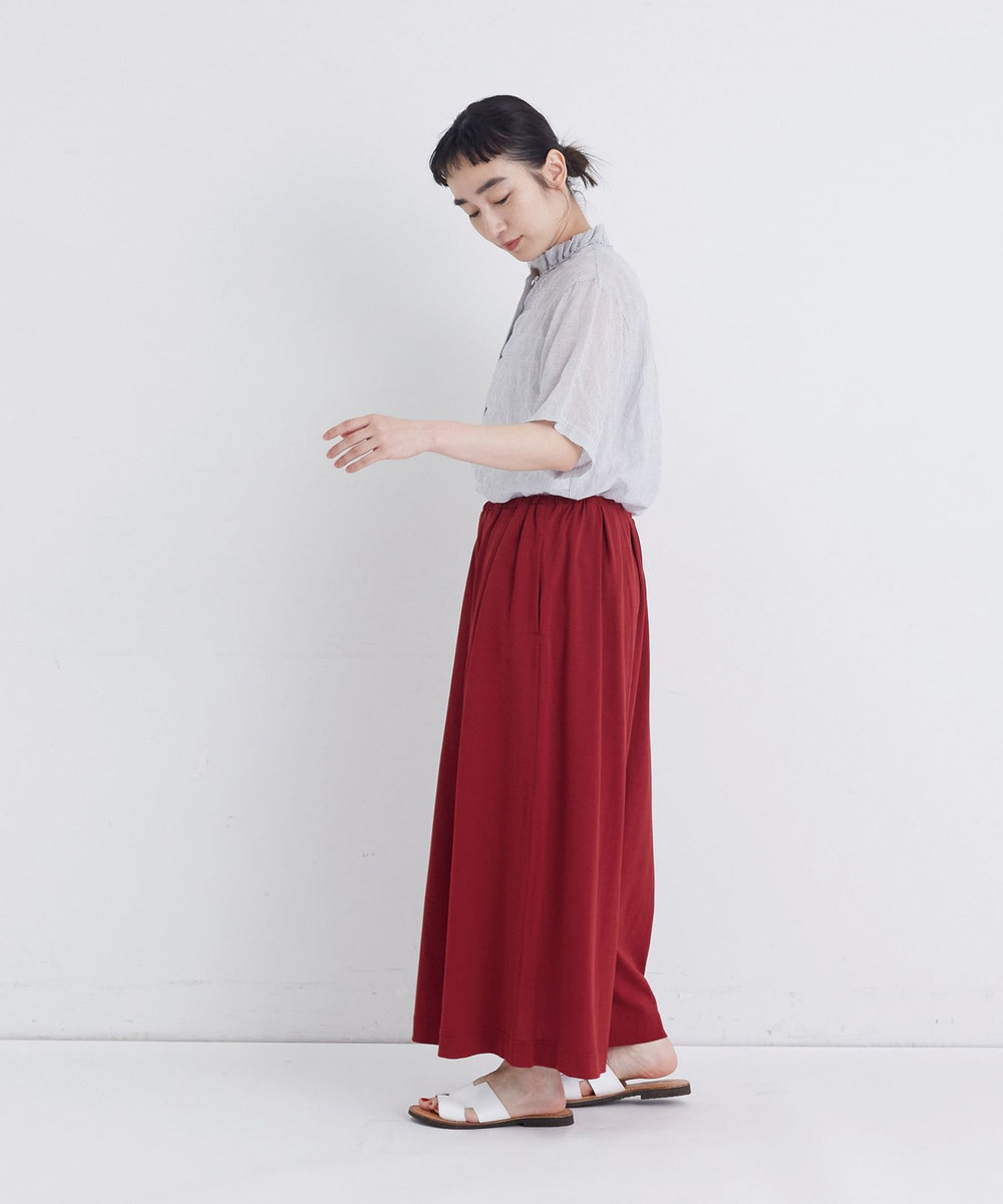 congés payés ADIEU TRISTESSE 【FAVE】ジャージーギャザーワイドパンツ レッド