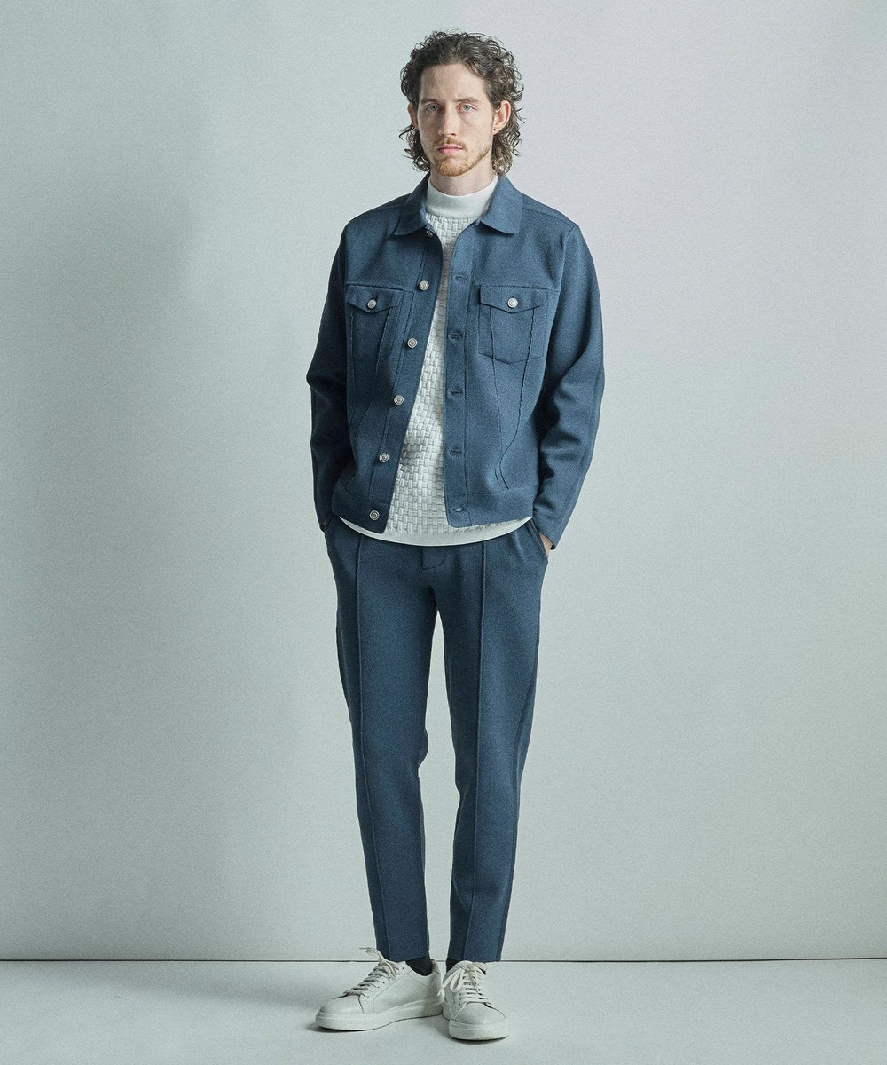 MEN'S BIGI 【ACTIVE TAILOR/アクティブテイラー】ミラノリブニットパンツ＜マシンウォッシャブル＞ ネイビー