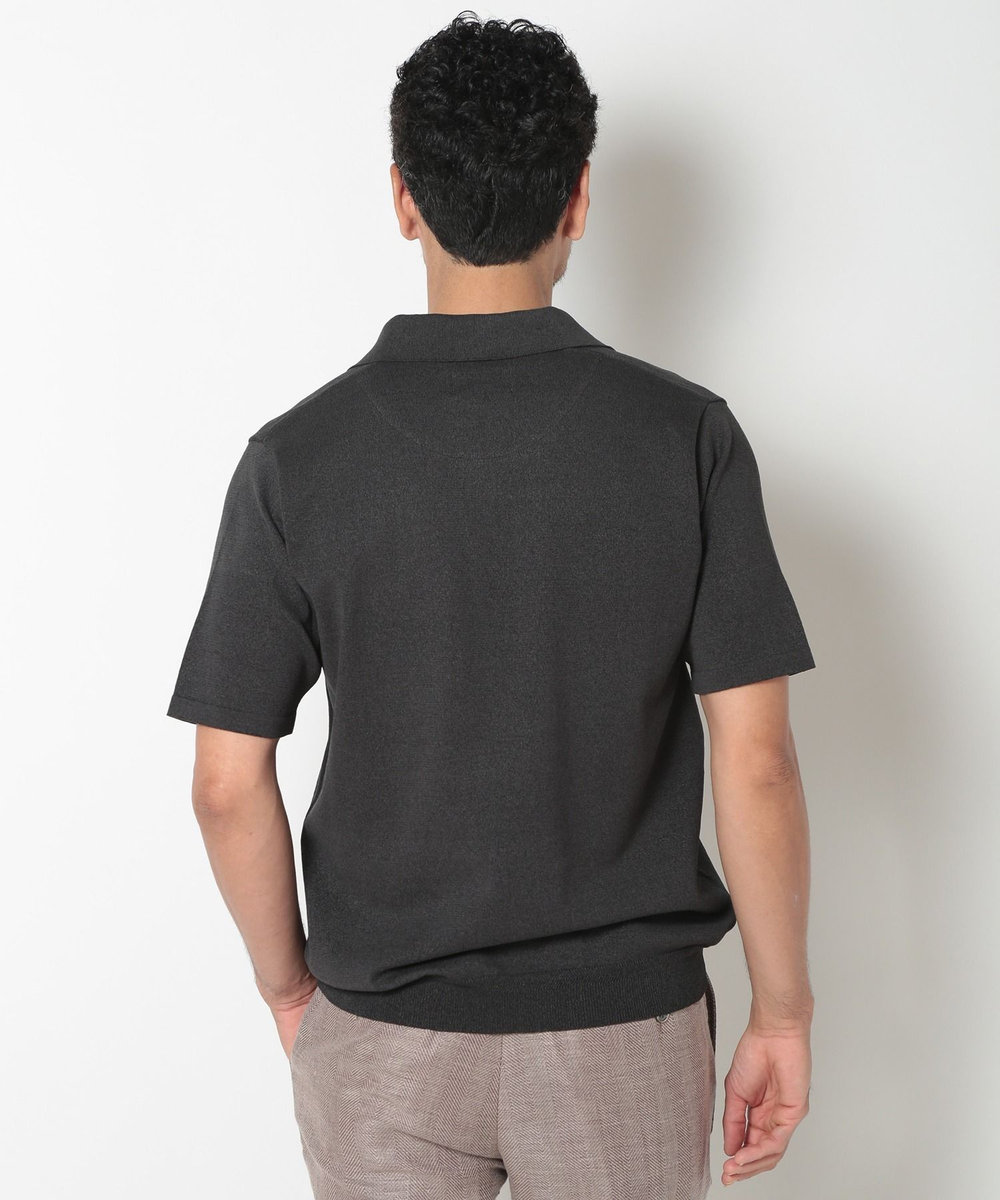 MEN'S BIGI LIBERTYプリントスキッパーニットポロシャツ ブラック