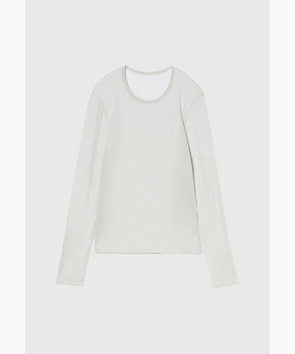 DÉPAREILLÉ SHEER STRETCH REVERSIBLE CREWNECK / シアーストレッチリバーシブルクルーネック グレイッシュベージュ