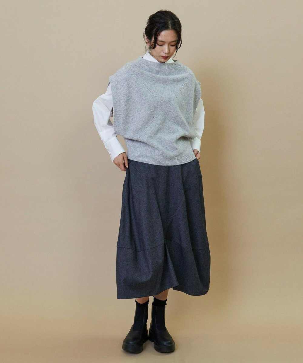 L'EQUIPE GREEN カシミヤ混ニットベスト ライトグレー