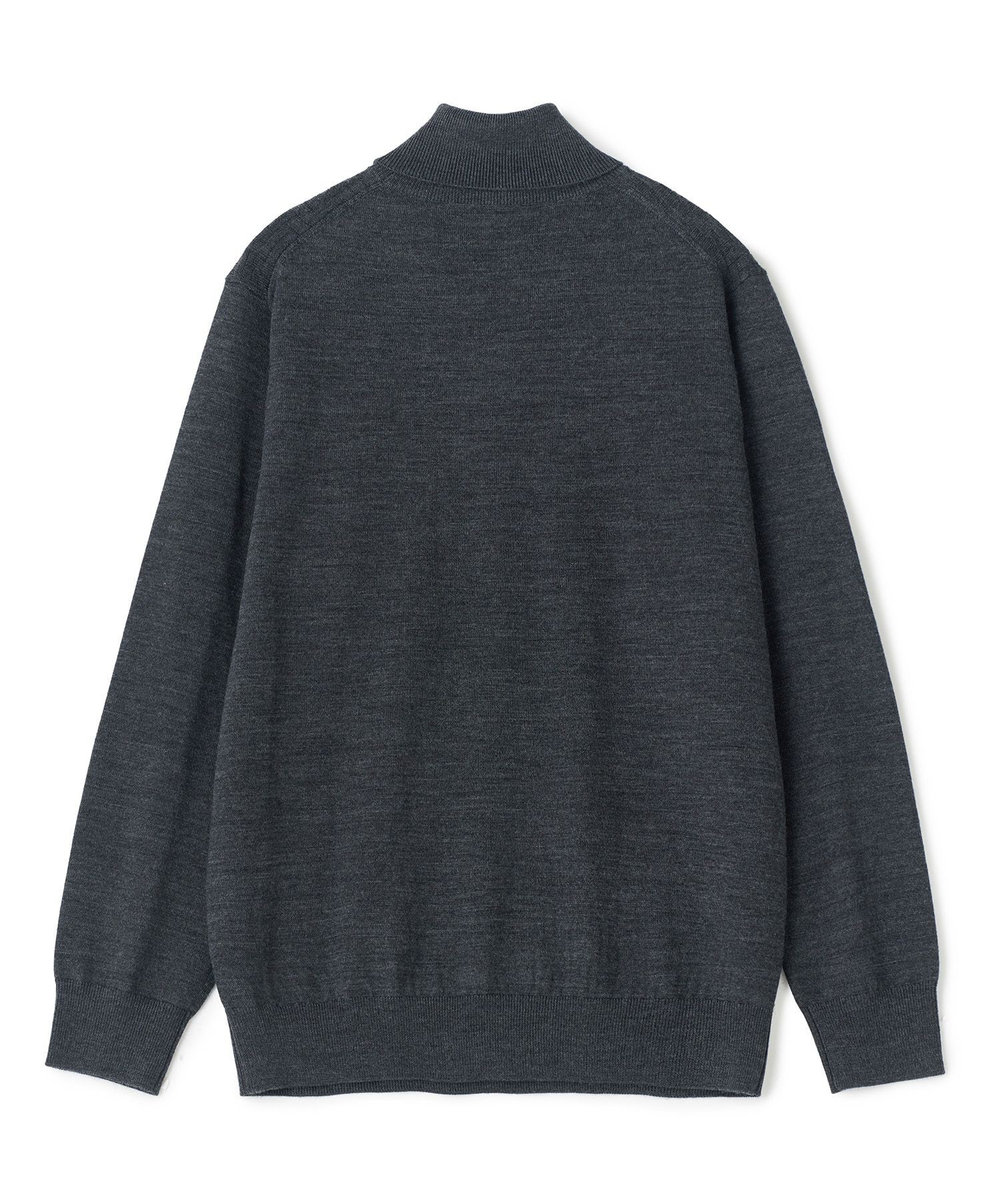 MEN'S BIGI 12Gメリノウール 幾何学柄タートルネックニット チャコールグレー
