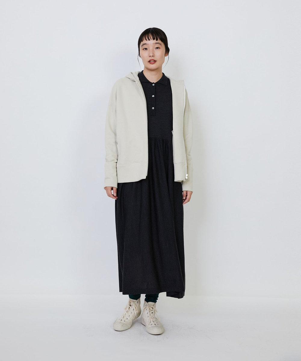 LOISIR 度詰め裏毛ジップフーディ アイボリー