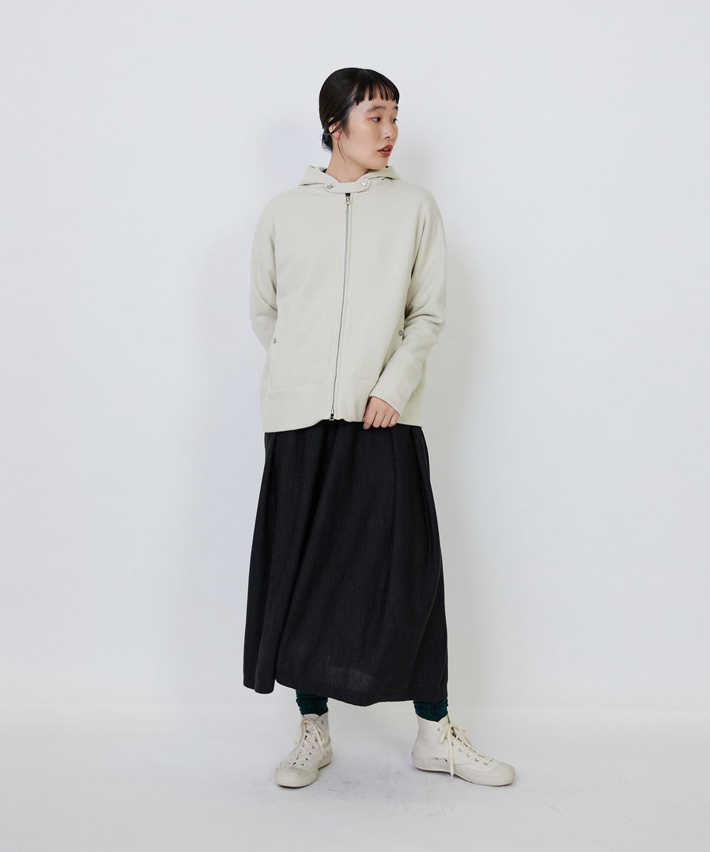 LOISIR 度詰め裏毛ジップフーディ アイボリー
