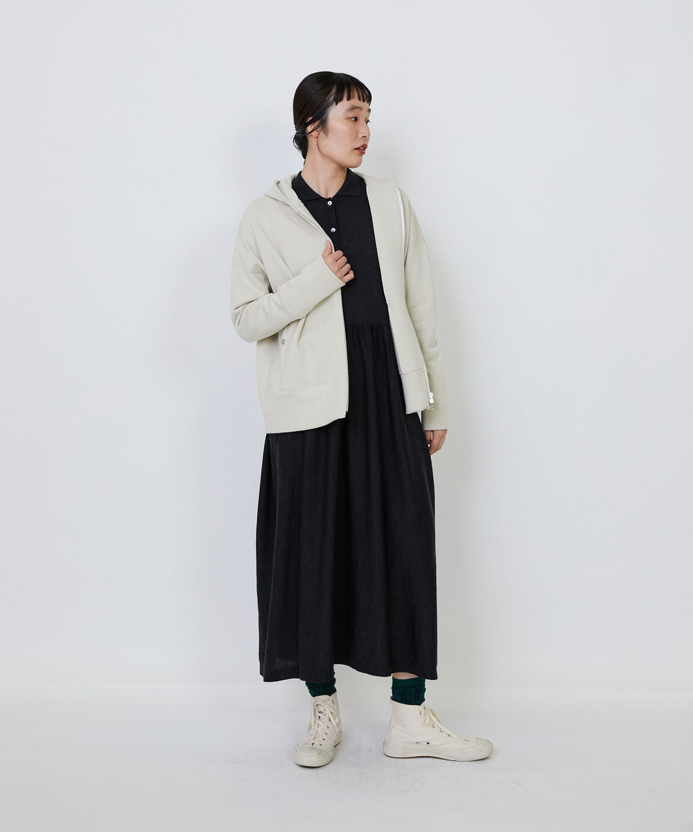 LOISIR 度詰め裏毛ジップフーディ アイボリー