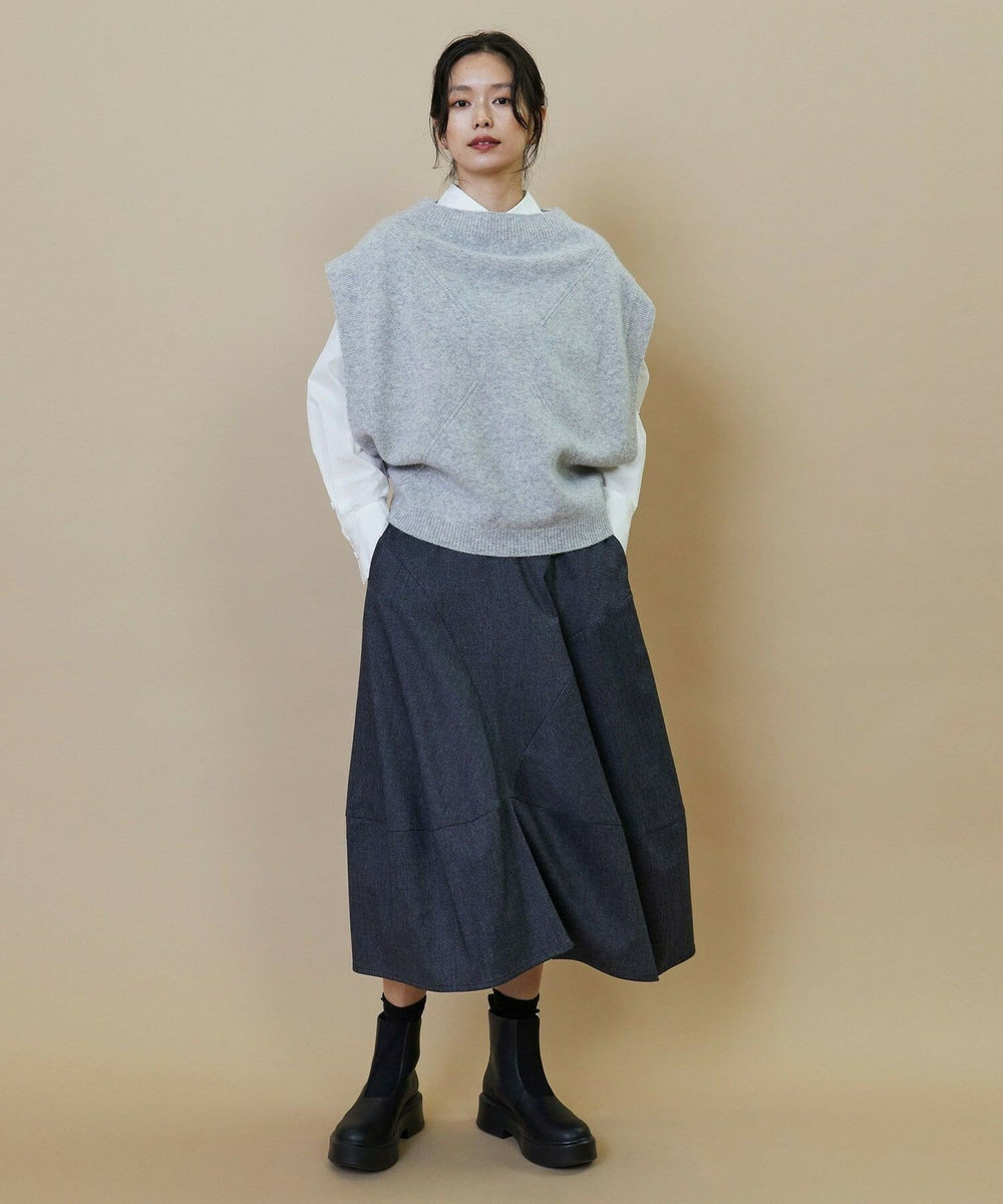 L'EQUIPE GREEN カシミヤ混ニットベスト ライトグレー