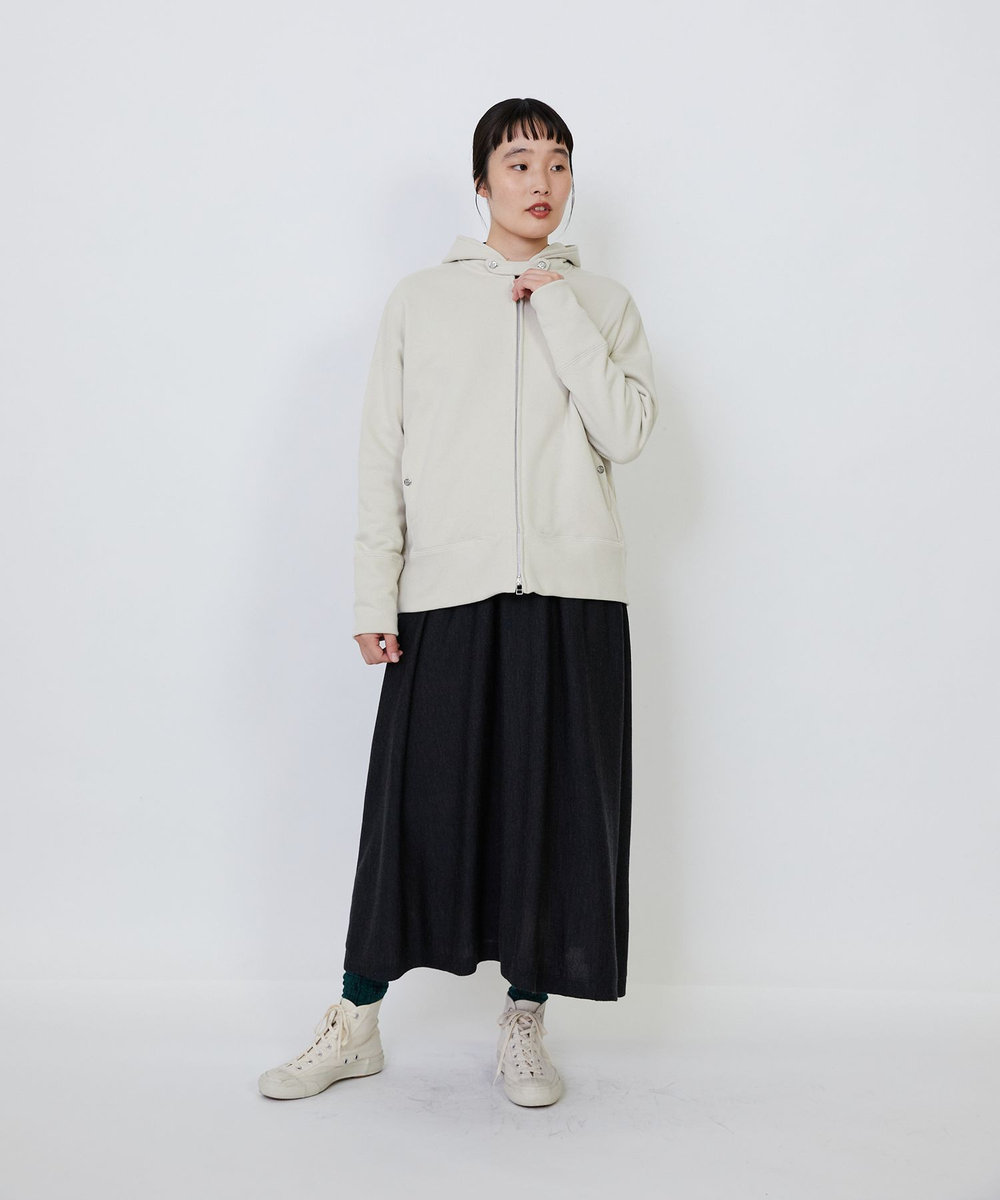 LOISIR 度詰め裏毛ジップフーディ アイボリー