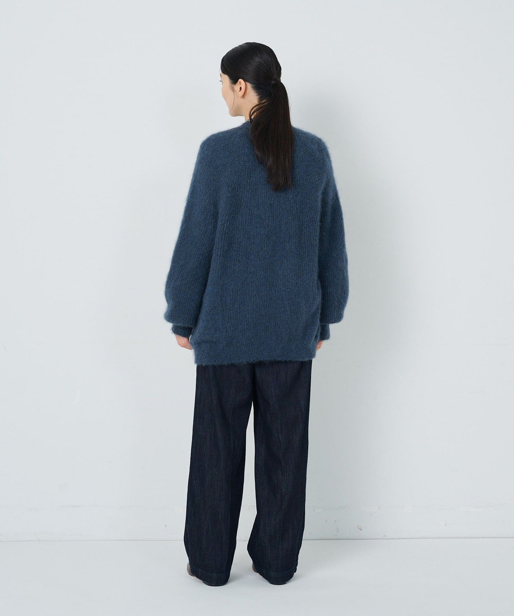 ADIEU TRISTESSE モヘヤラム起毛畦カーディガン ネイビー
