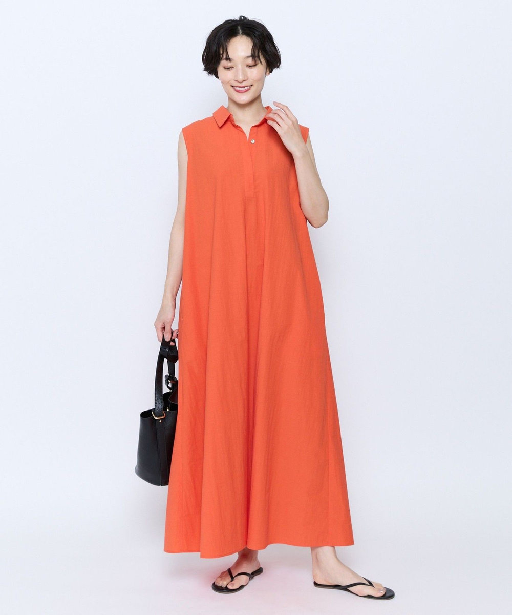 feerique feerique 綿ナイロンクロスAラインワンピース オレンジ