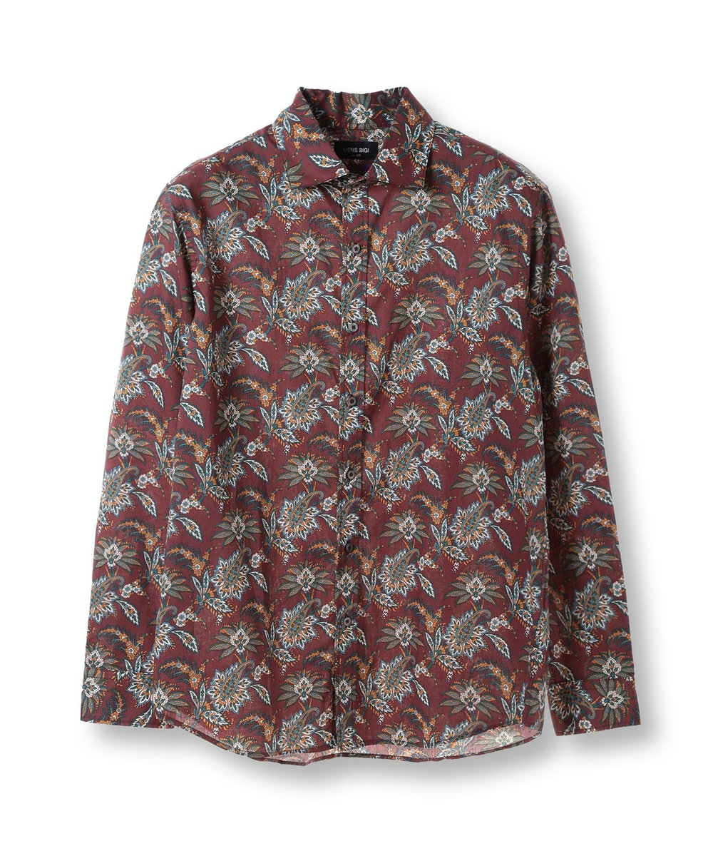 MEN'S BIGI 【LIBERTY/リバティー】リトールドプリントシャツ ボルドー