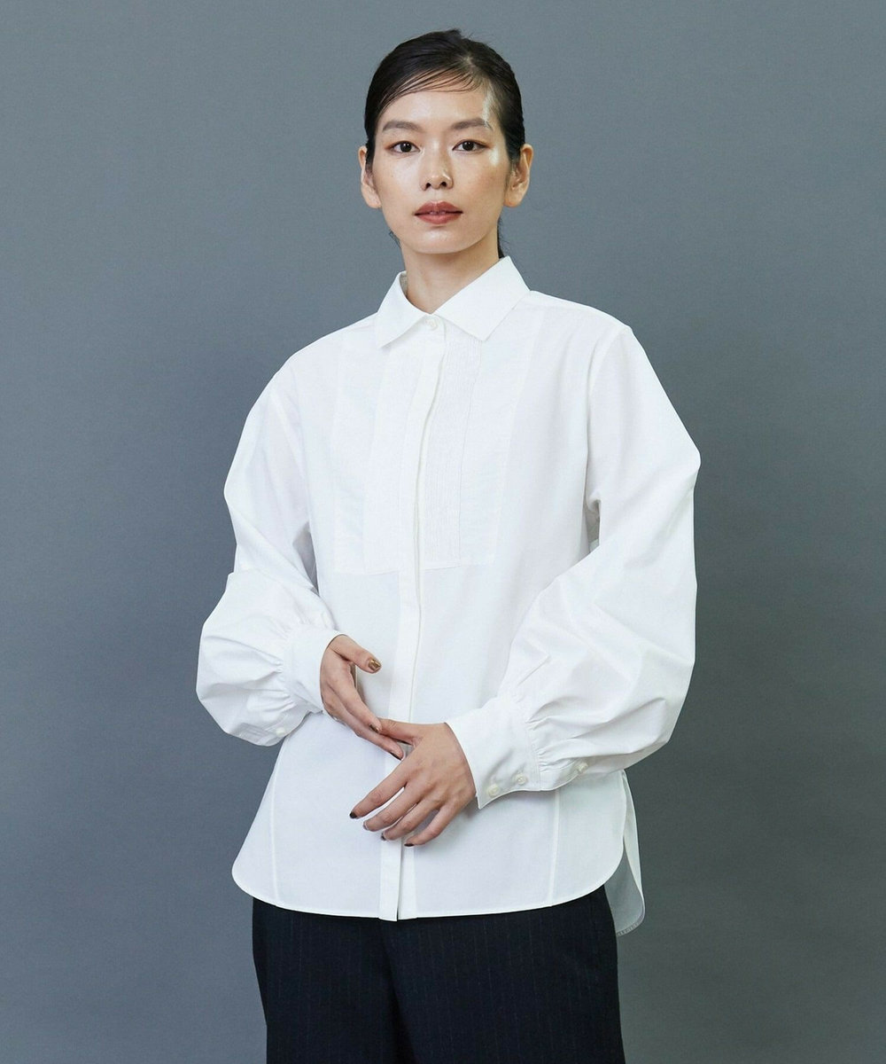 L'EQUIPE COUTURIER 80/2GVブロックスボリュームスリーブシャツ ホワイト