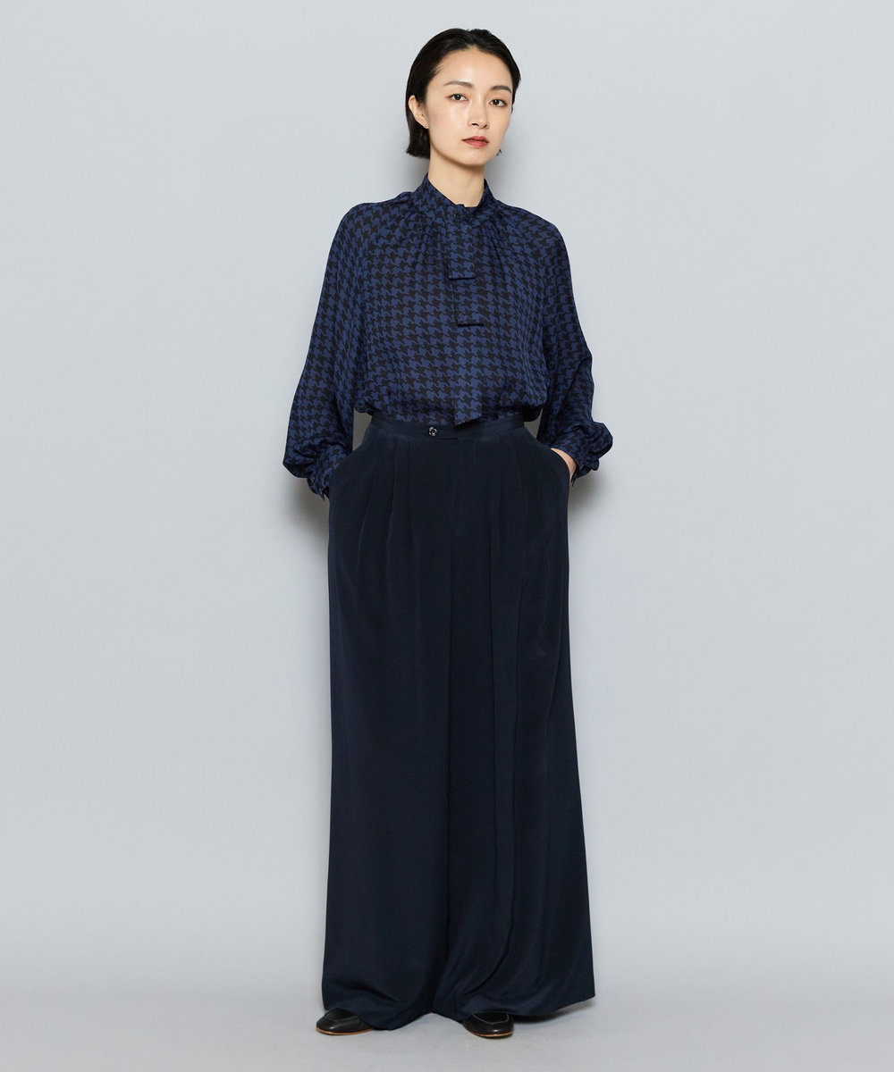 L'EQUIPE COUTURIER シルクデシンパンツ ダークネイビー