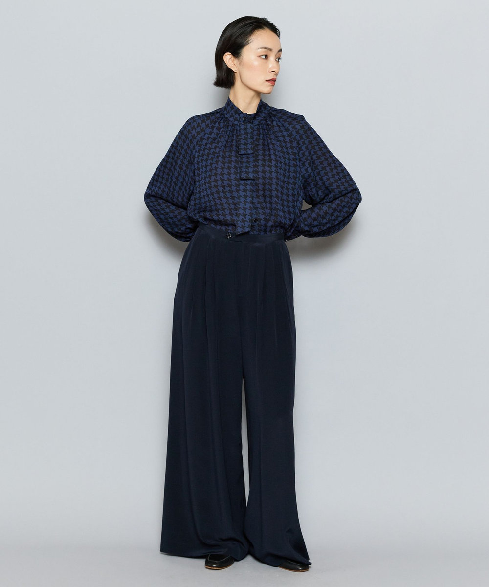 L'EQUIPE COUTURIER シルクデシンパンツ ダークネイビー