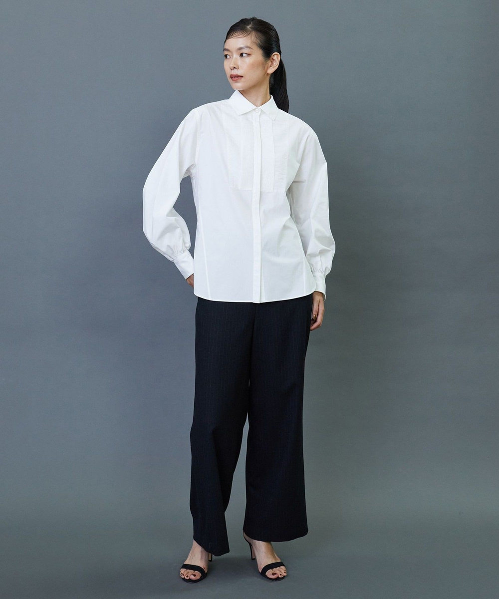 L'EQUIPE COUTURIER 80/2GVブロックスボリュームスリーブシャツ ホワイト