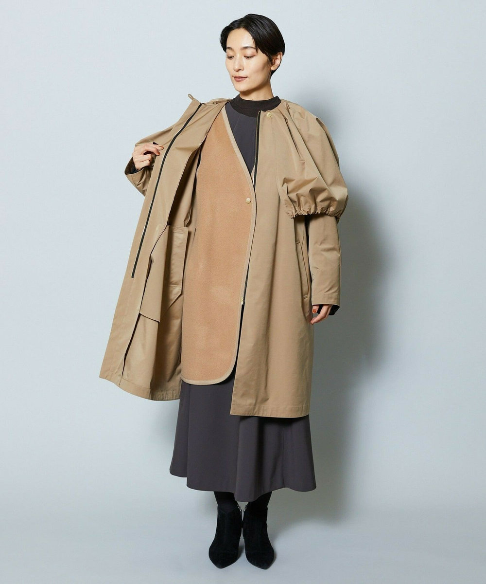 MOGA Collection MOGA Collection ポリエステルロングサテンコート ベージュ