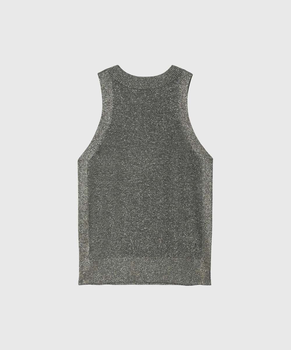 DÉPAREILLÉ VISCOSE LAME SLEEVELESS TOPS / ヴィスコースラメスリーブレストップス グレー