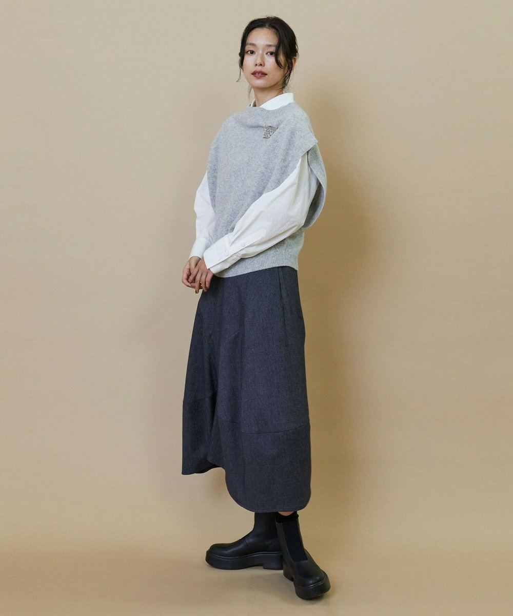 L'EQUIPE GREEN カシミヤ混ニットベスト ライトグレー