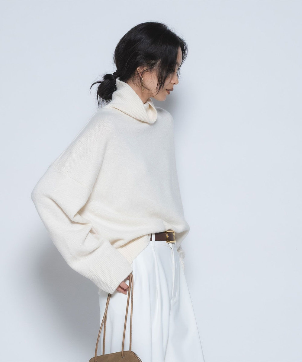 1er Arrondissement ウールカシミアボトルネックニット オフホワイト