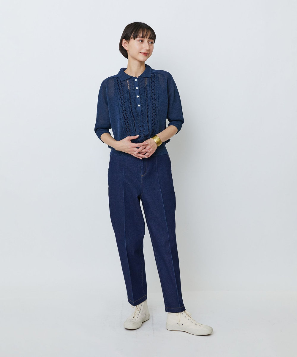 LOISIR ストレッチデニムスリムトラウザー インディゴブルー