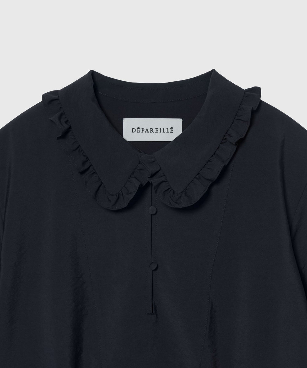 DÉPAREILLÉ SILK FRILL BLOUSE / シルクフリルブラウス ネイビー