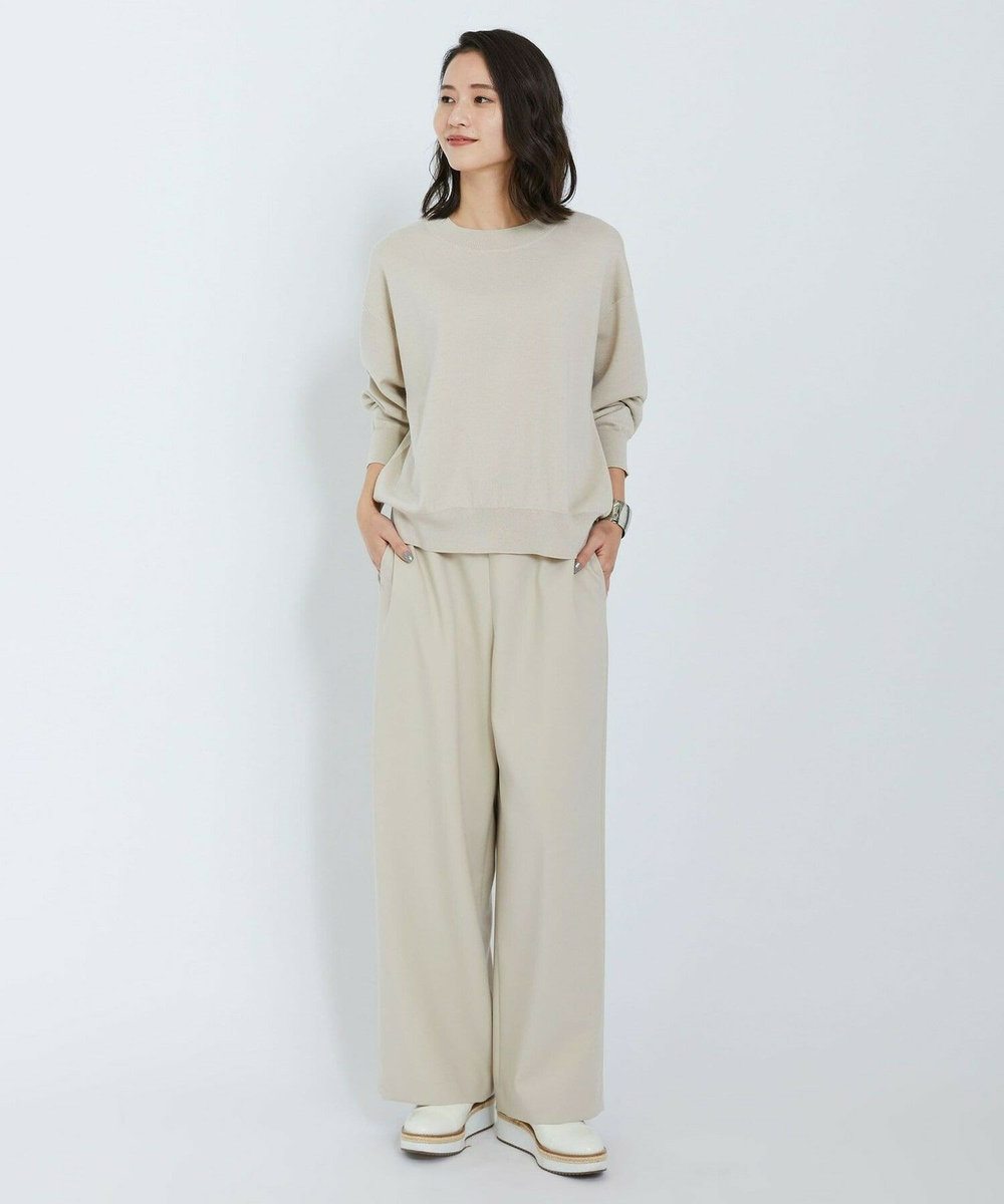 L'EQUIPE ウールポリミラノリブニットプルオーバー ベージュ