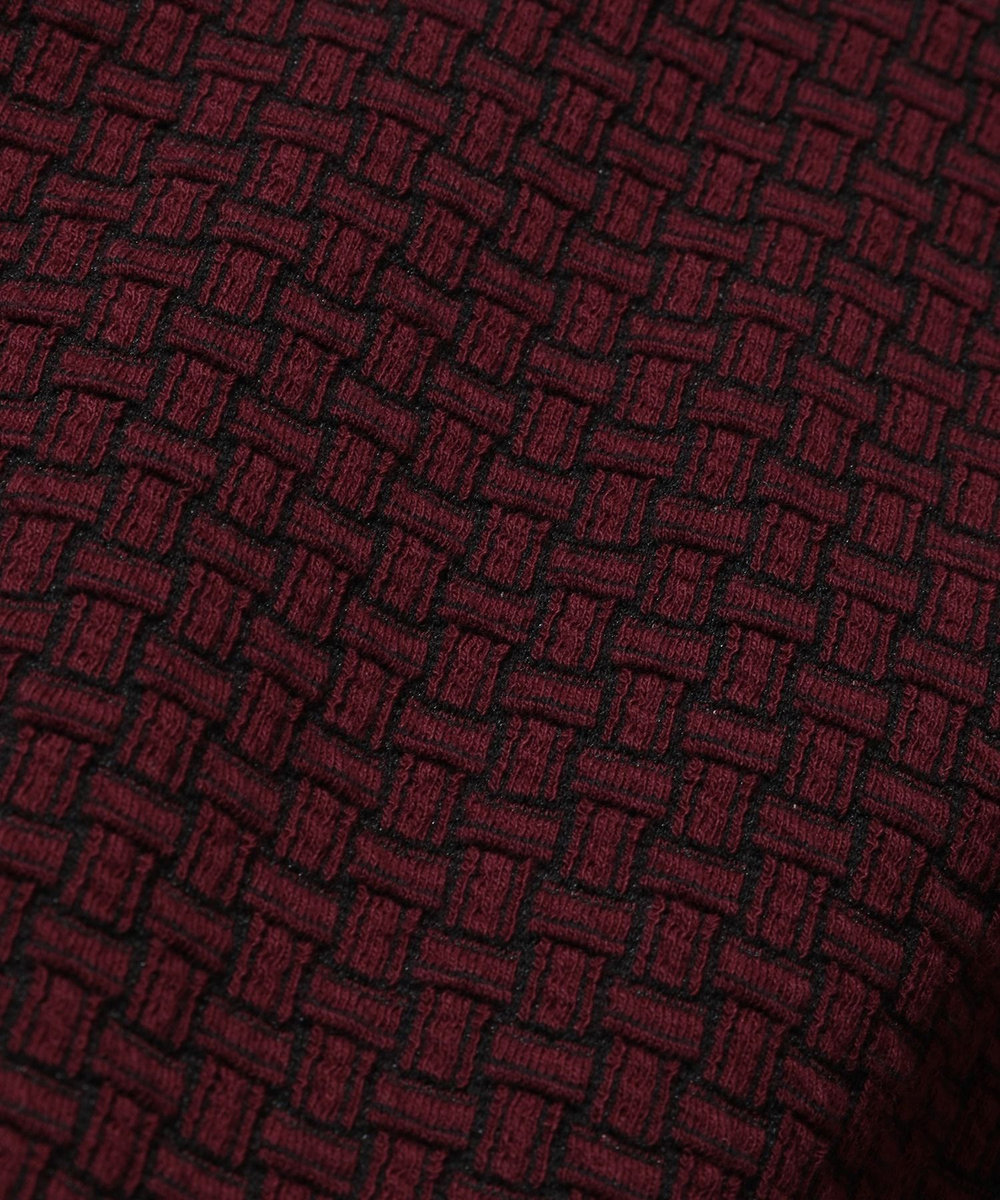 MEN'S BIGI 格子柄フクレジャカードカットソー ボルドー
