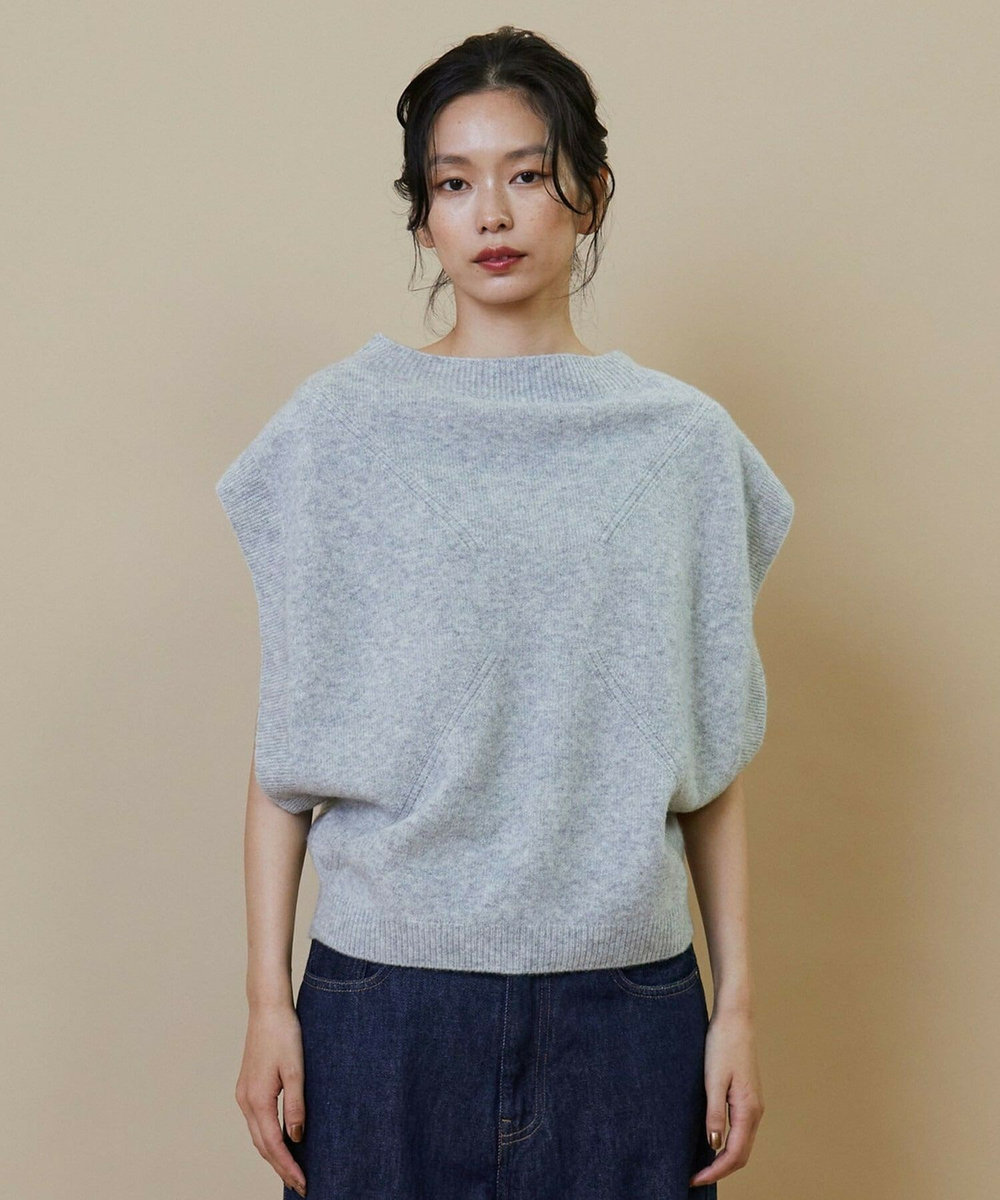 L'EQUIPE GREEN カシミヤ混ニットベスト ライトグレー