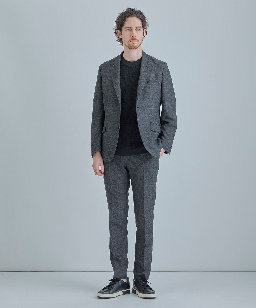 MEN'S BIGI 【ACTIVE TAILOR】ブリスターニットジャカードＴシャツ＜通気性/速乾性＞ ブラック