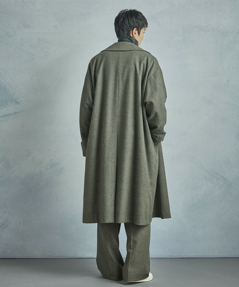 MEN'S BIGI 【50th Anniv . 菊池武夫】WOOL GLEN PLAID COAT カーキ